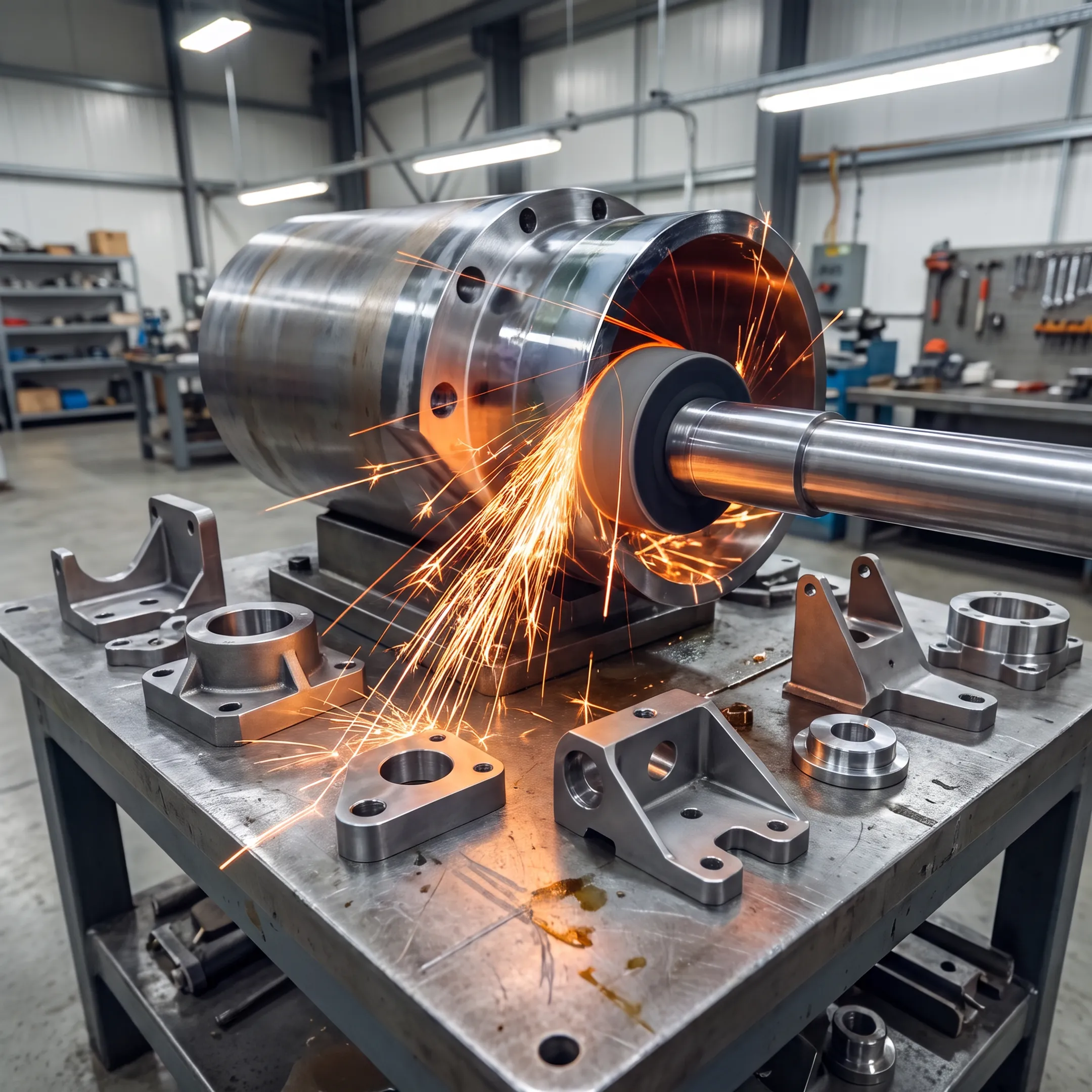 Finished precision cast and fabricated metal parts ready for quality inspection
