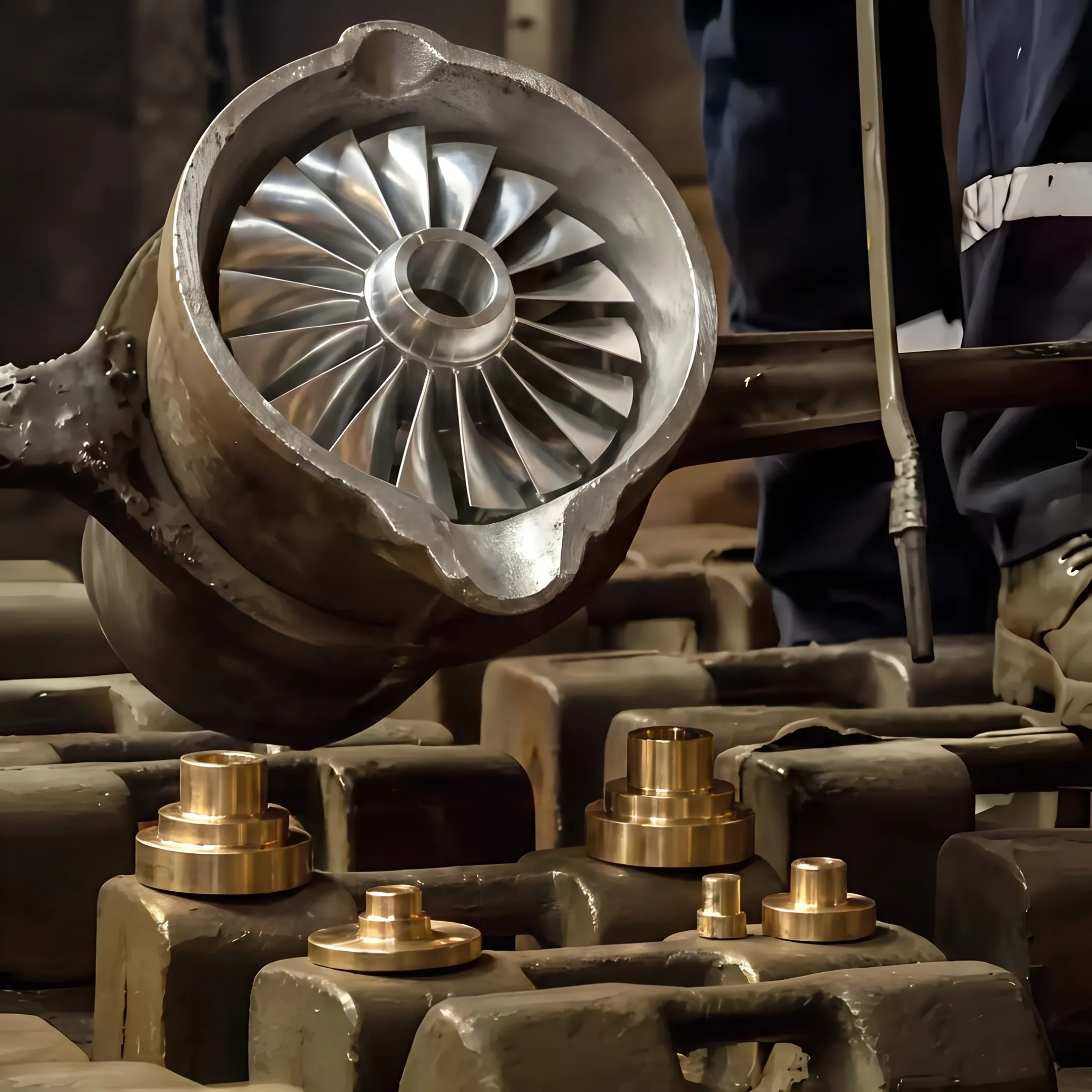 Non-ferrous aluminum and brass cast parts in an industrial facility