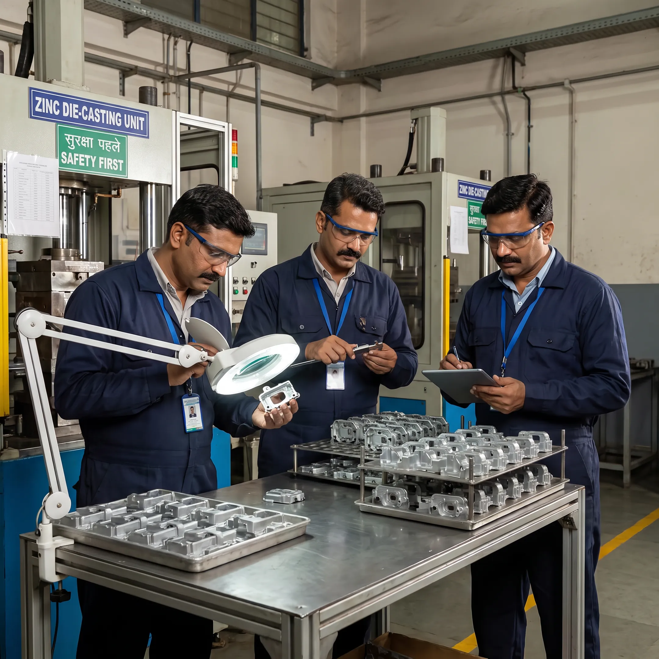 Zinc die cast component production in an Indian manufacturing facility