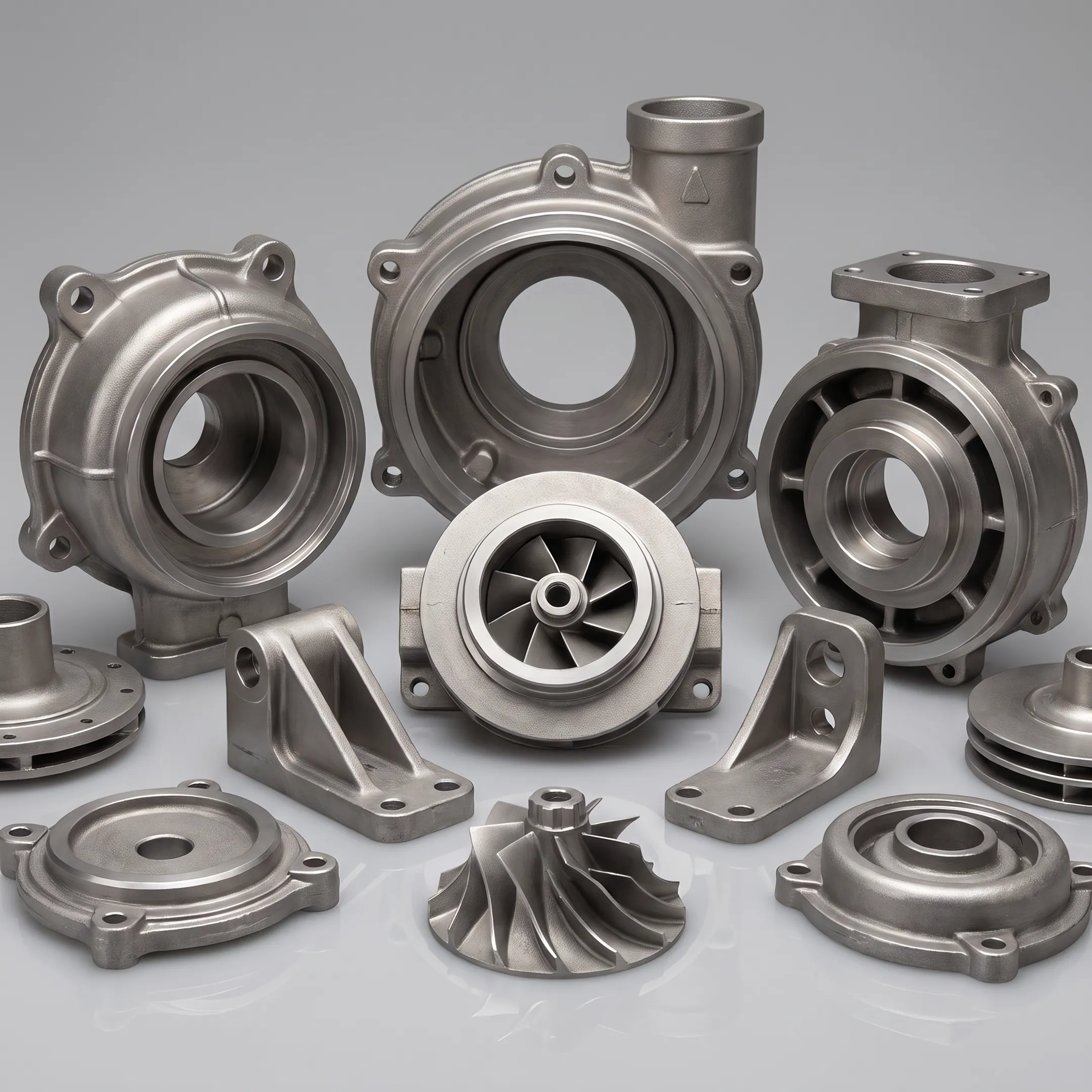 Investment cast housing and impeller components