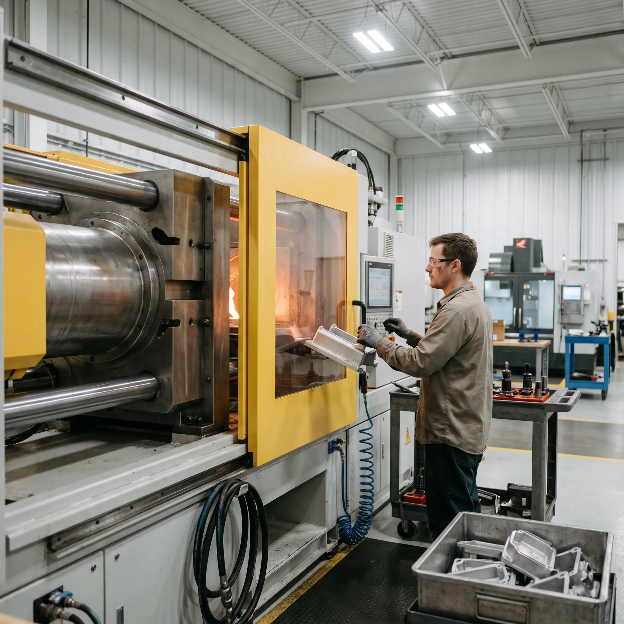 High pressure magnesium die casting equipment in operation