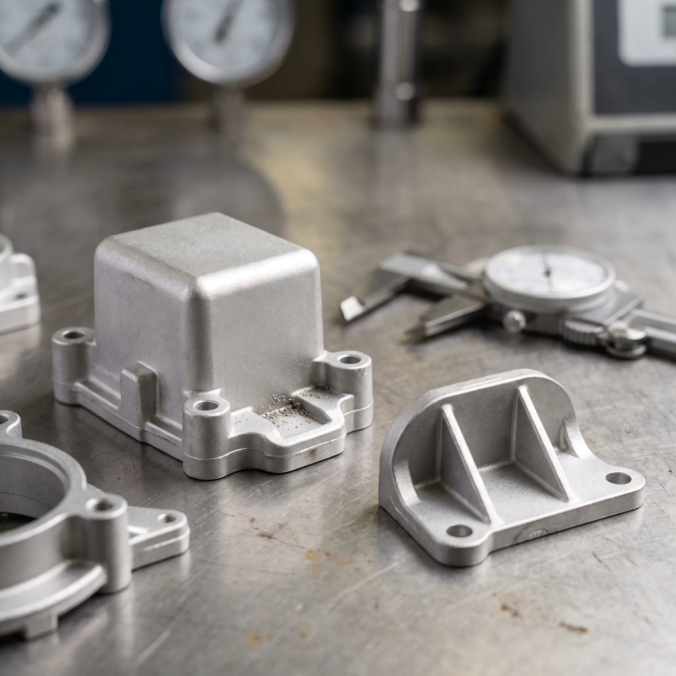 Detailed view of precision engineered magnesium die cast components