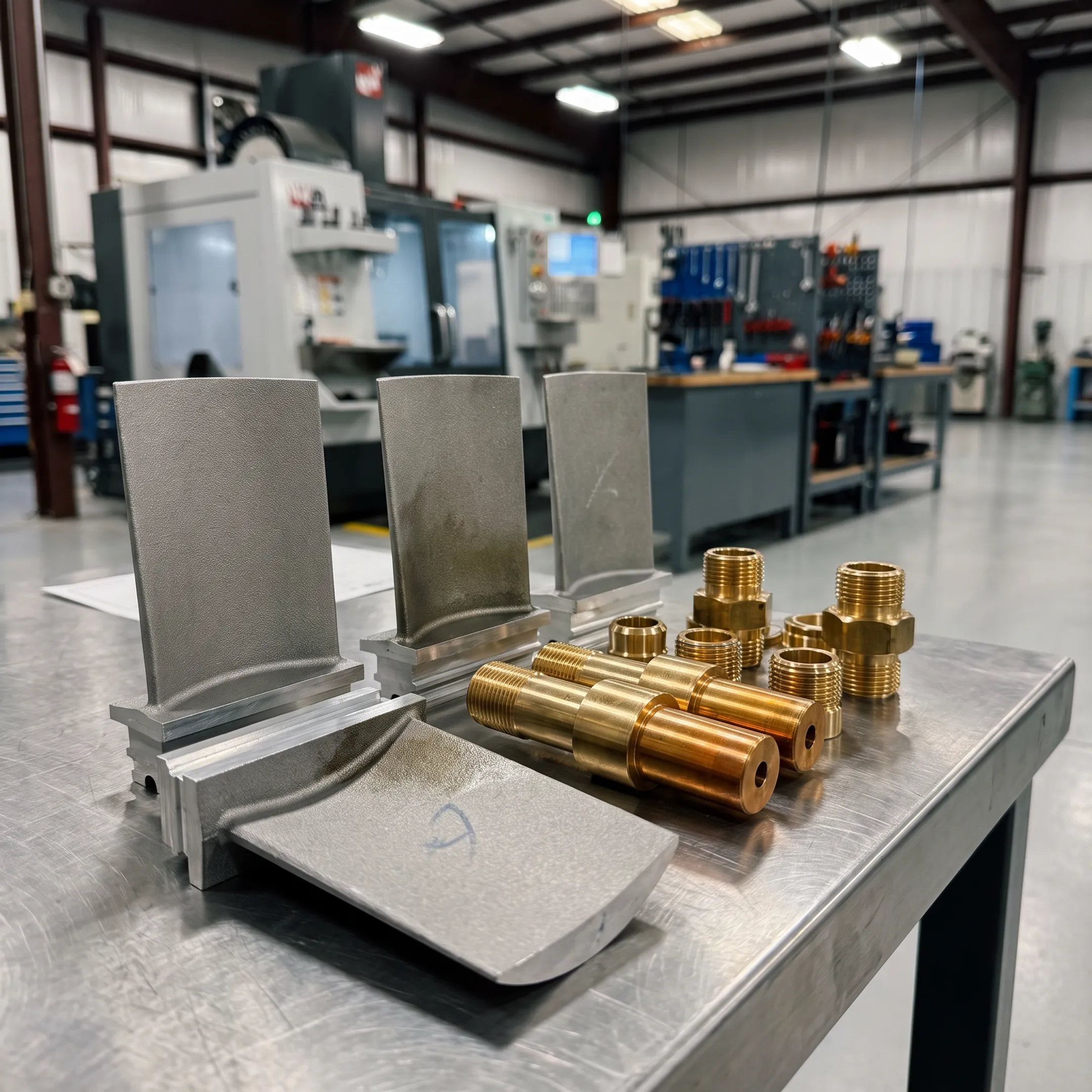 Non-ferrous aluminum and brass cast parts in an industrial facility