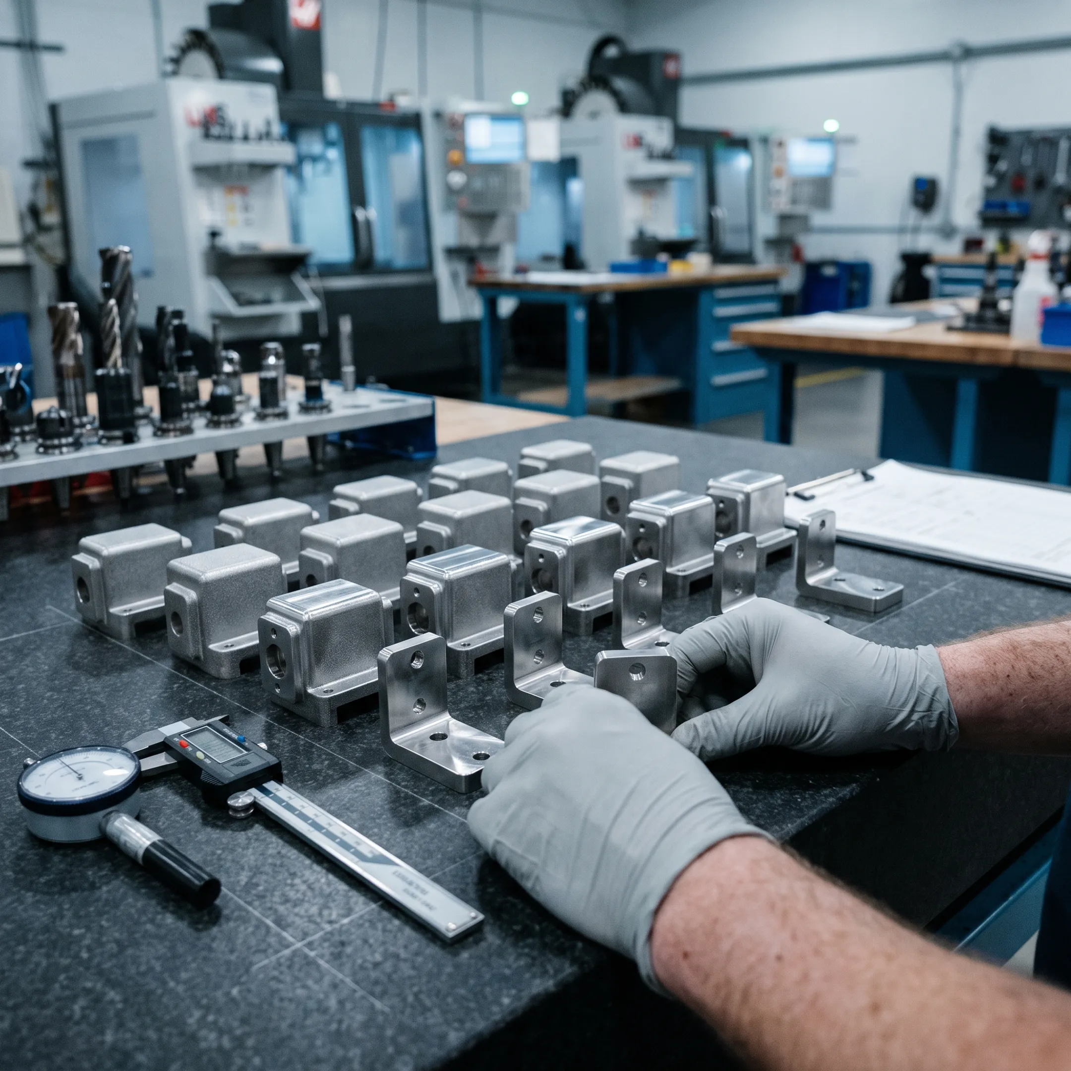 Stainless steel investment cast components arranged for inspection