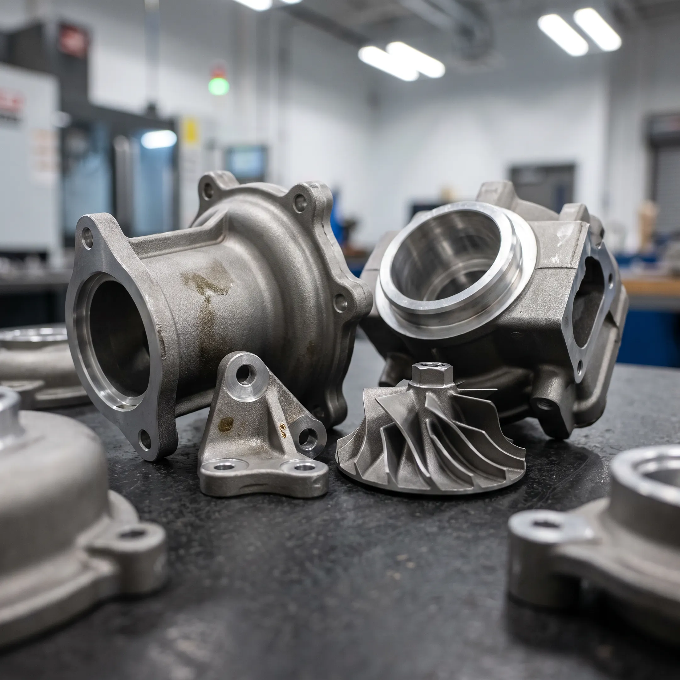 Investment cast housing and impeller components