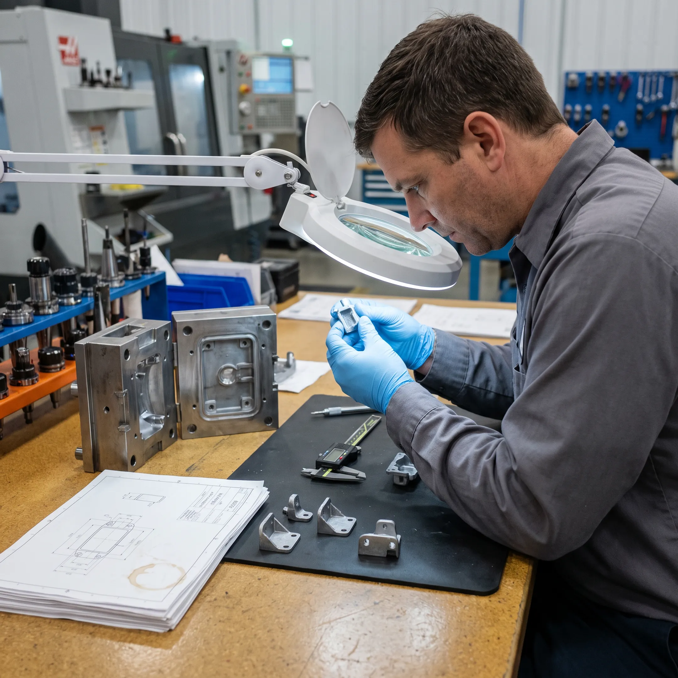Engineer inspecting a precision zinc cast component