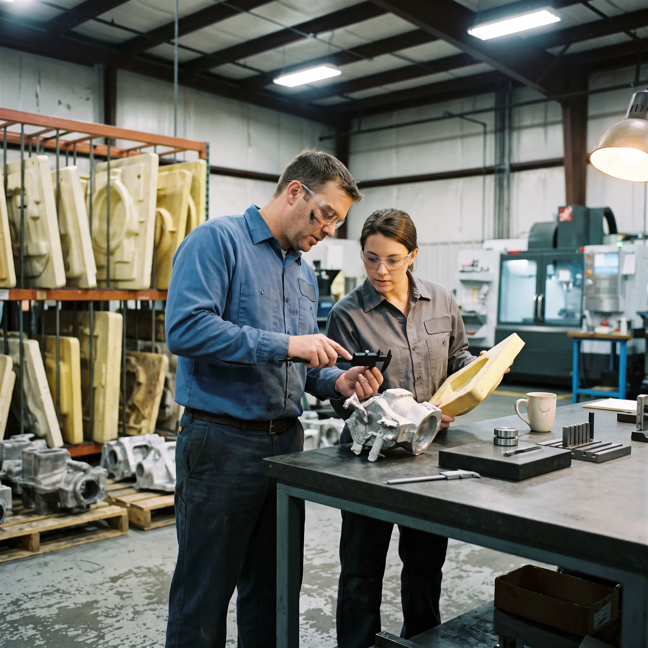 Lost foam casting components in an industrial manufacturing setting