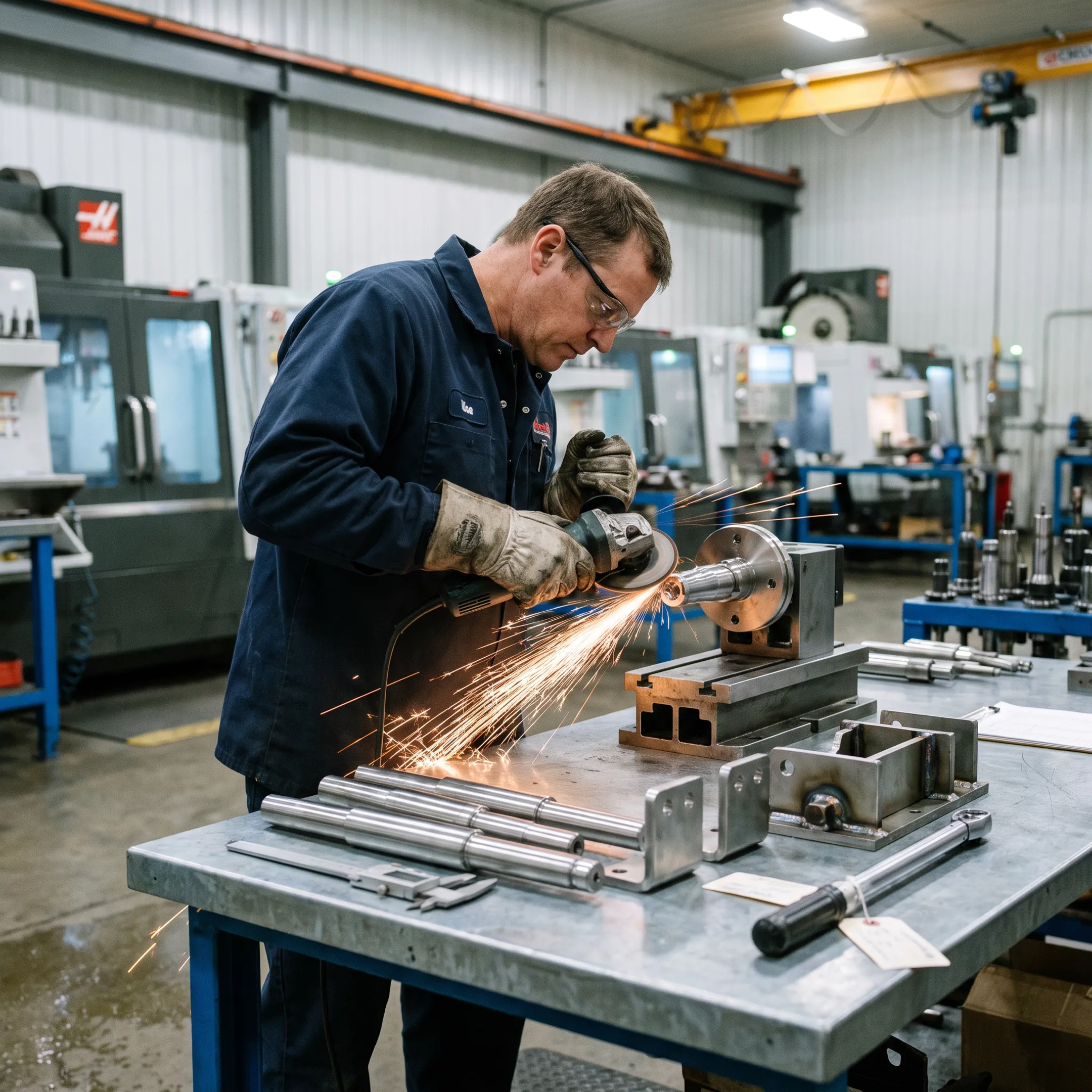 Custom metal parts fabrication in a manufacturing facility