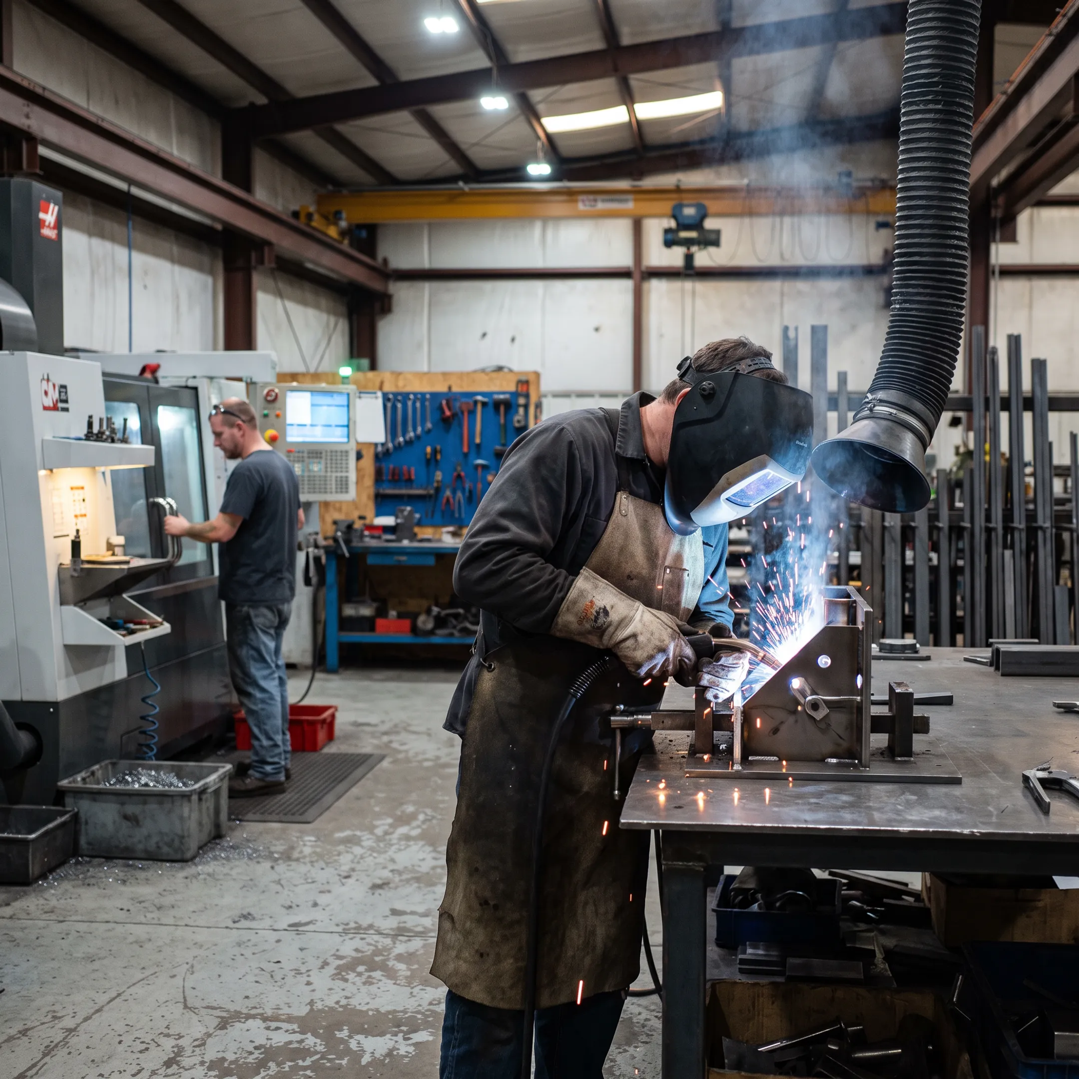 Custom steel fabrication in progress