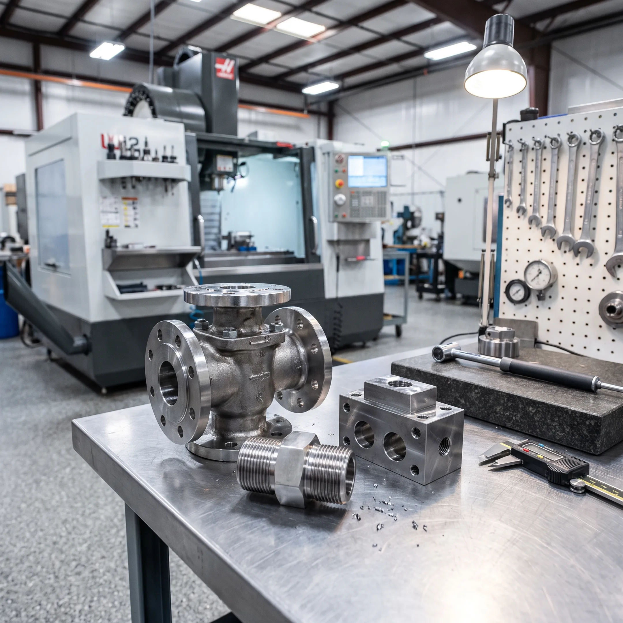 Precision oil and gas components in a manufacturing facility