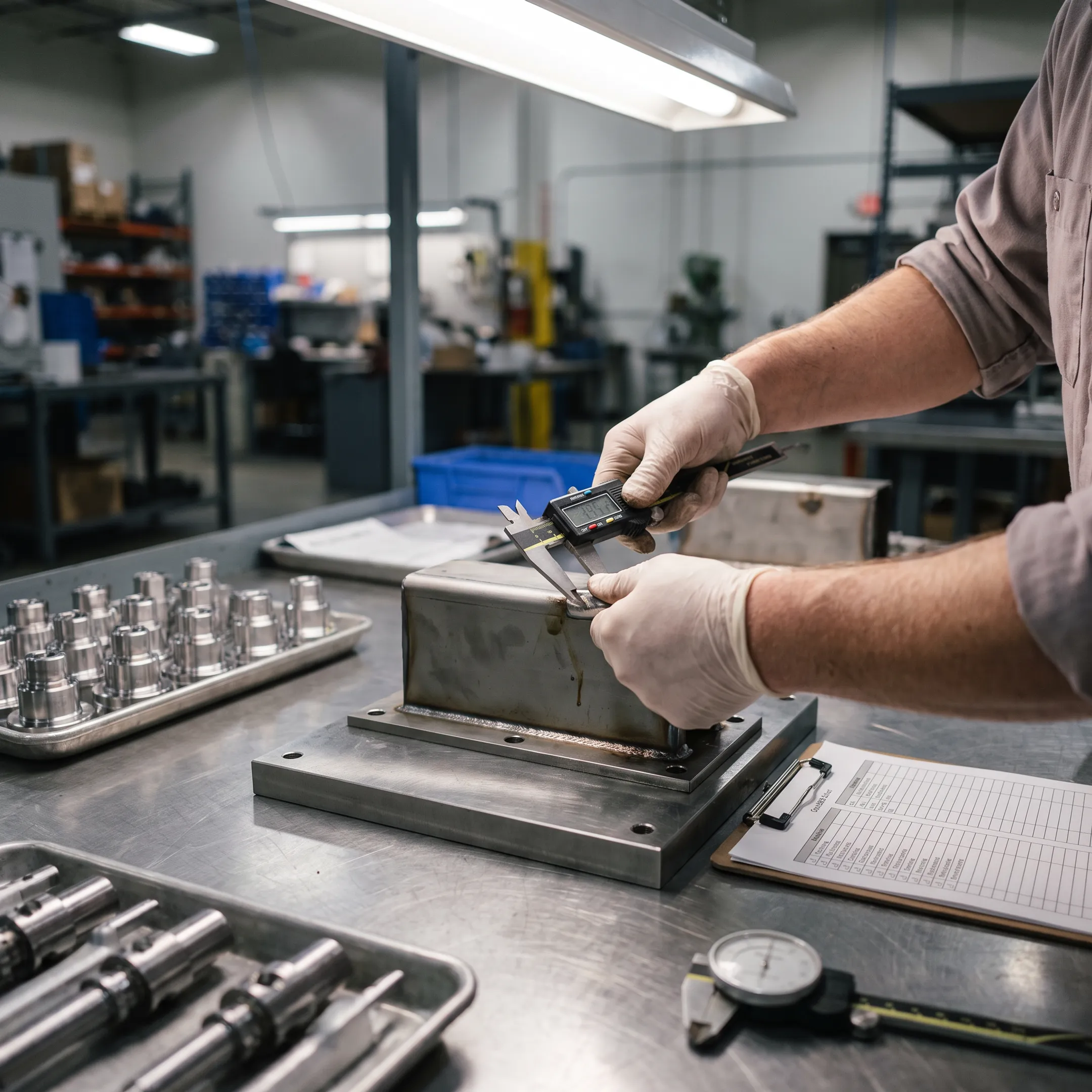 Fabricated metal assembly in production