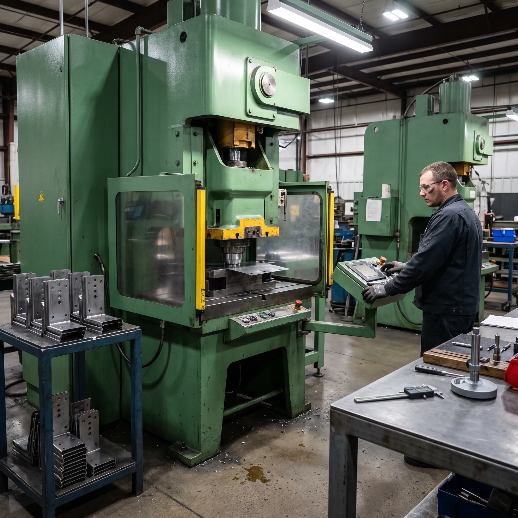 Precision metal stamping press forming industrial components