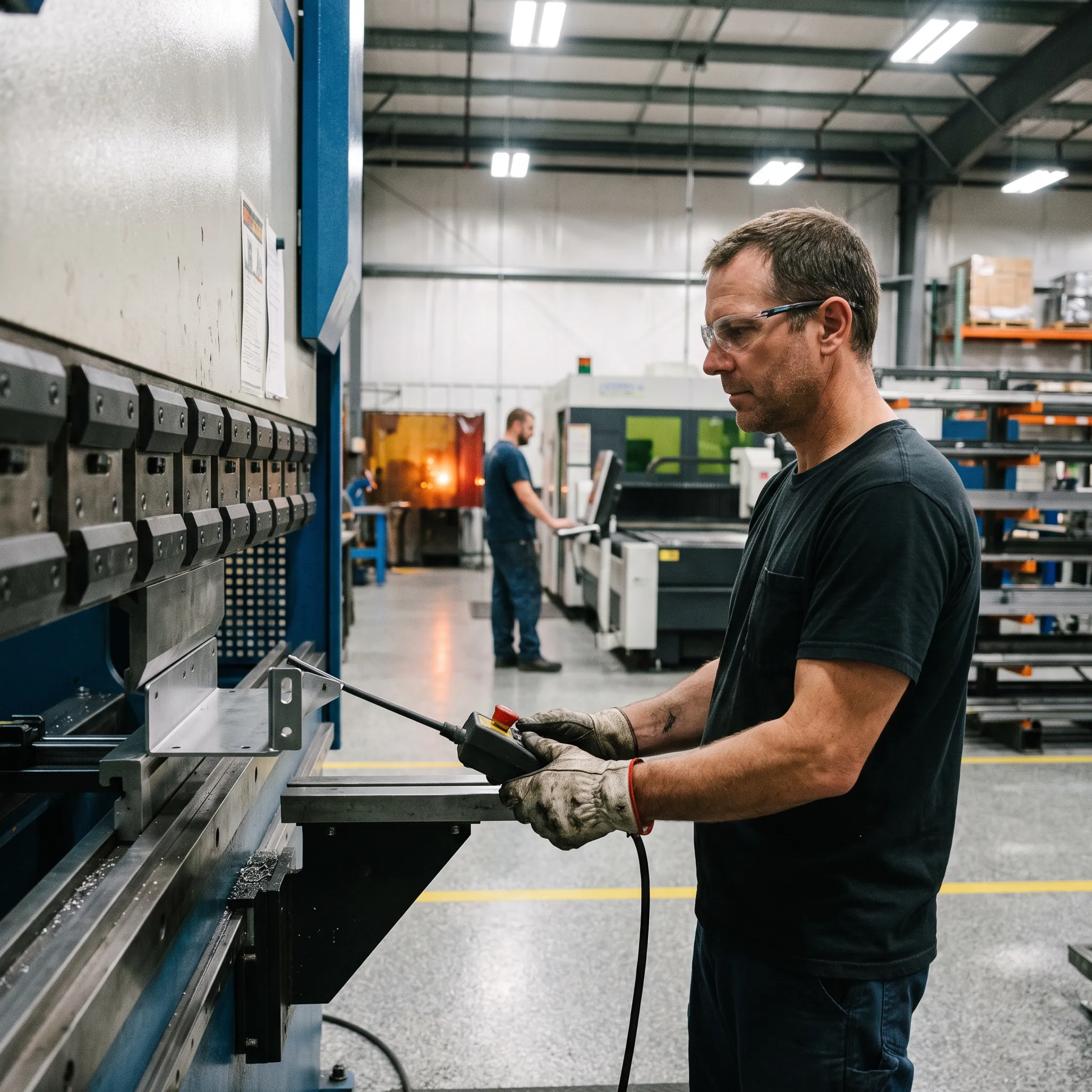 Precision sheet metal fabrication in progress