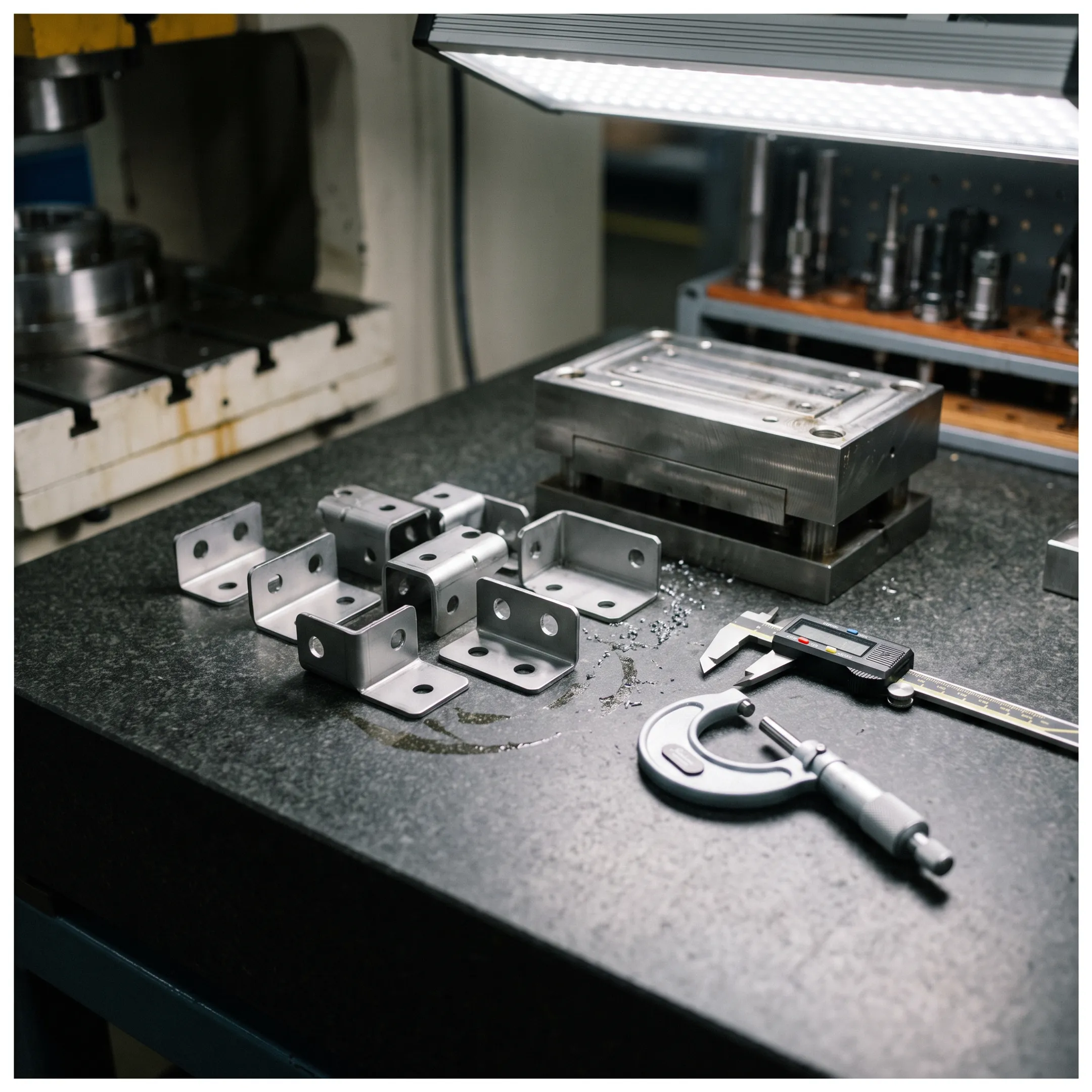 Stamped metal OEM components with tooling and inspection setup
