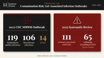 Ultrasound gel contamination outbreak statistics showing infections and deaths data