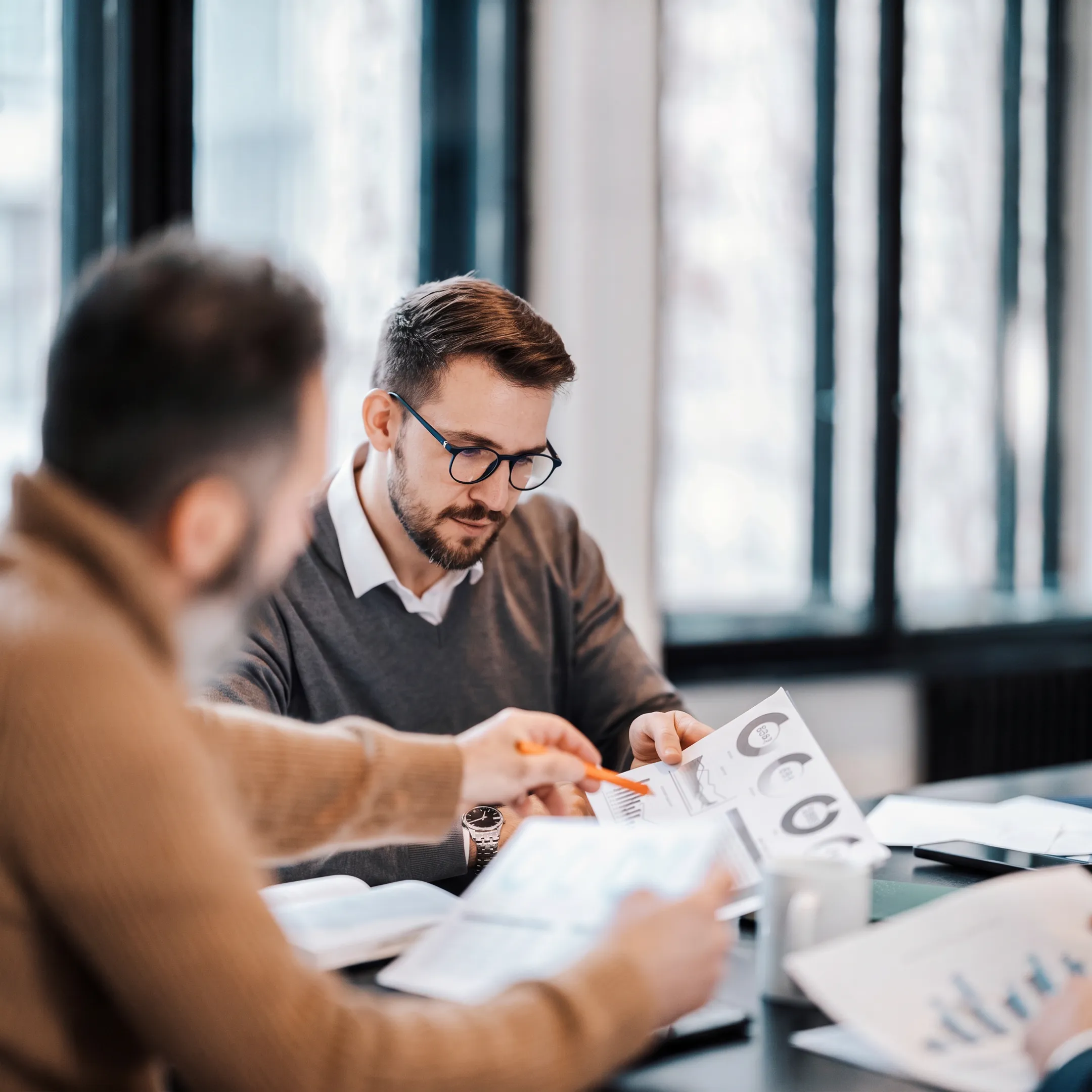 Advisor analyzing a managed investment portfolio