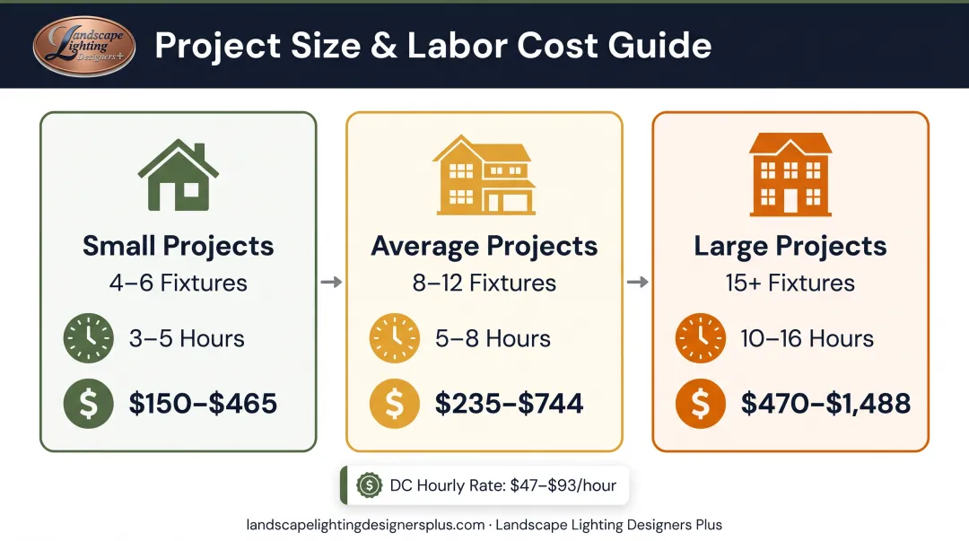 Soffit lighting installation labor cost breakdown by project size and duration