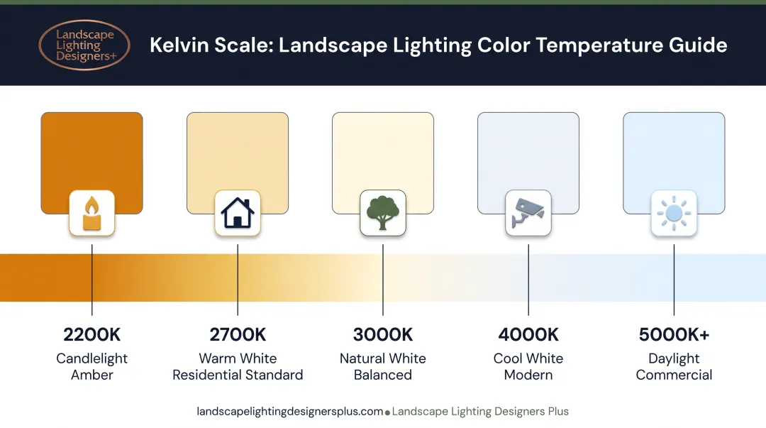 Kelvin color temperature scale from 2200K to 5000K showing warm to cool light progression
