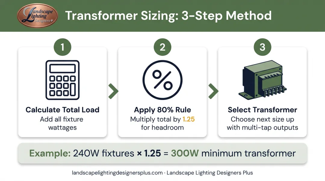 Low voltage landscape lighting transformer selection and capacity planning guide