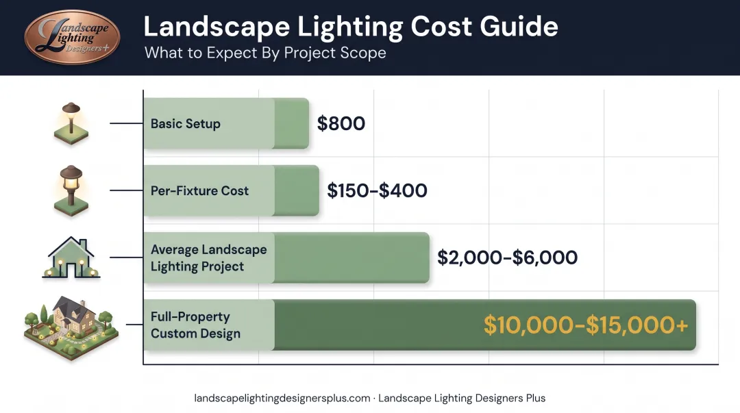 Outdoor wall wash lighting cost breakdown by project size and scope