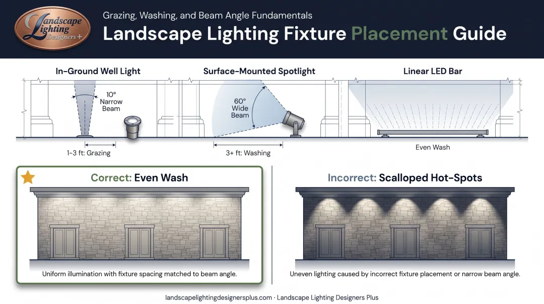 Proper fixture spacing and staggering for even wall wash coverage