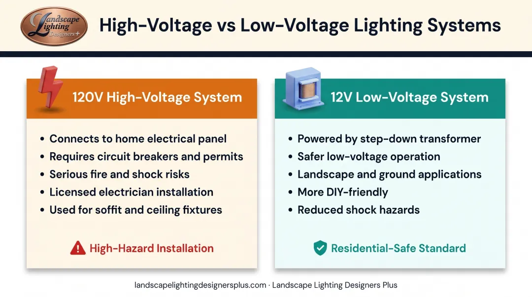 120V high-voltage versus 12V low-voltage recessed lighting systems comparison chart