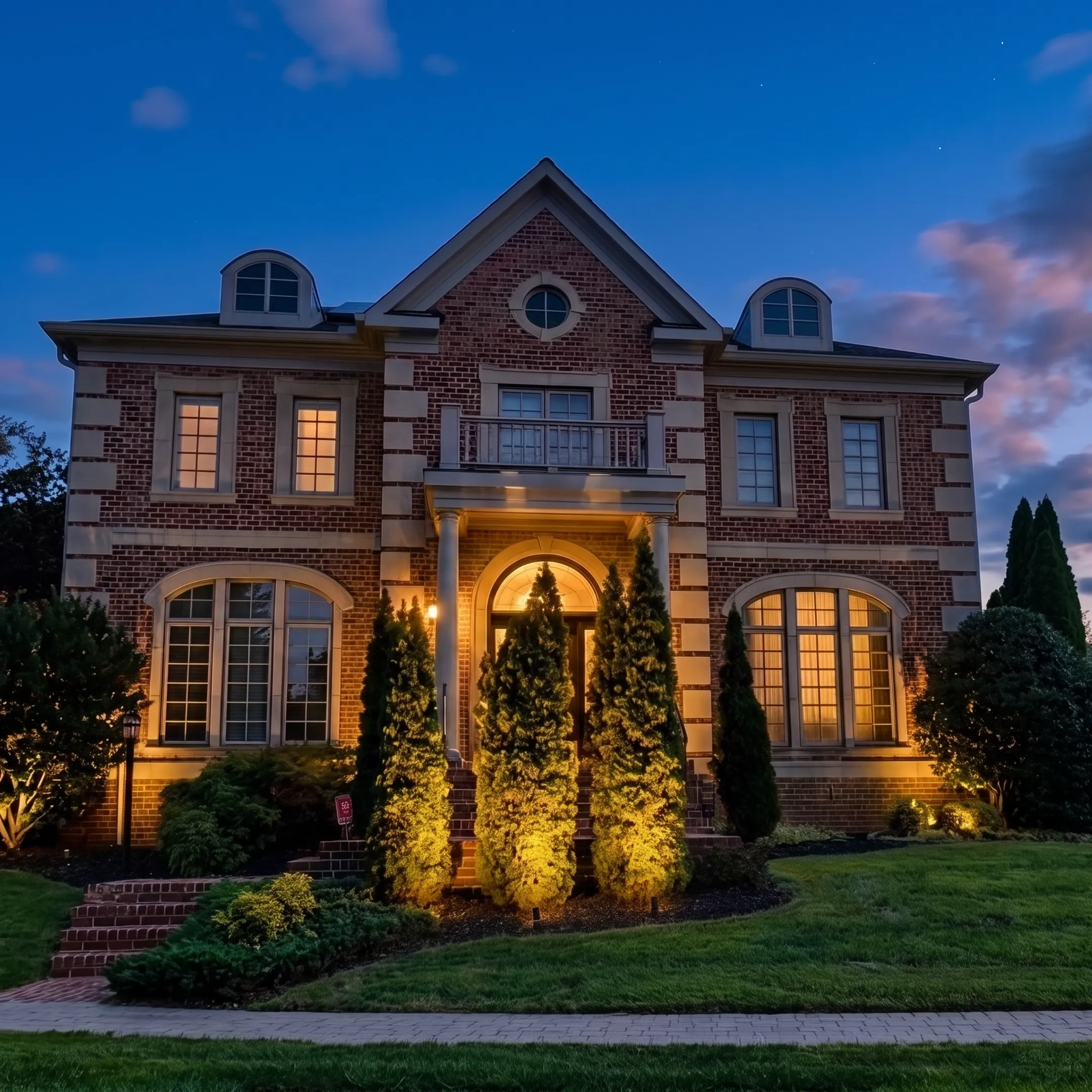 Designer reviewing a landscape lighting plan with a homeowner
