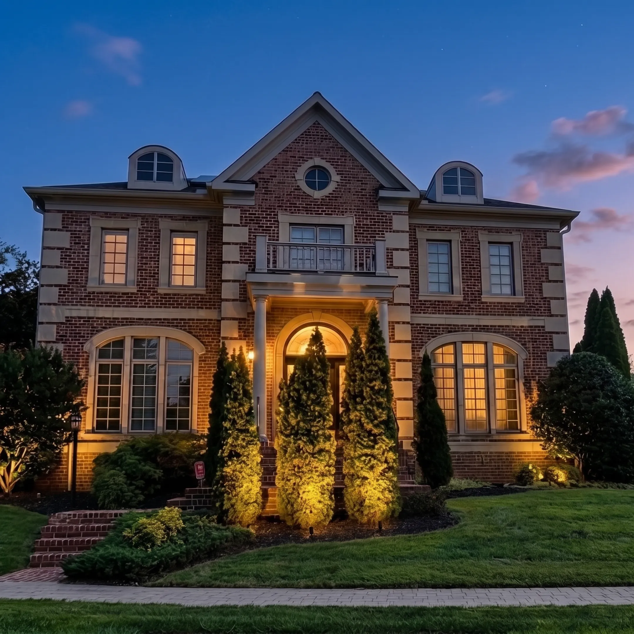 Designer planning LED flood lighting around a residential landscape