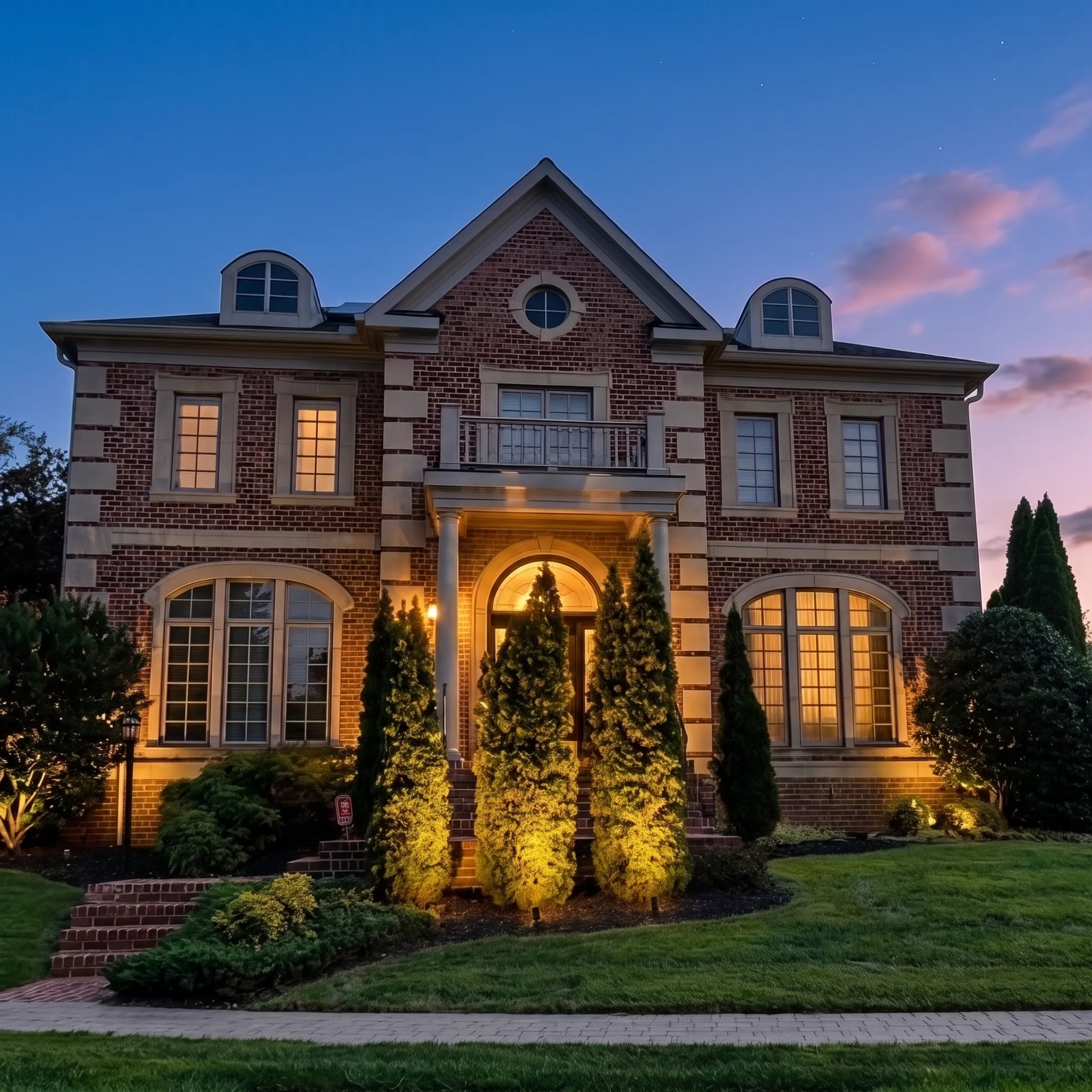 Designer reviewing exterior accent lighting at a residence