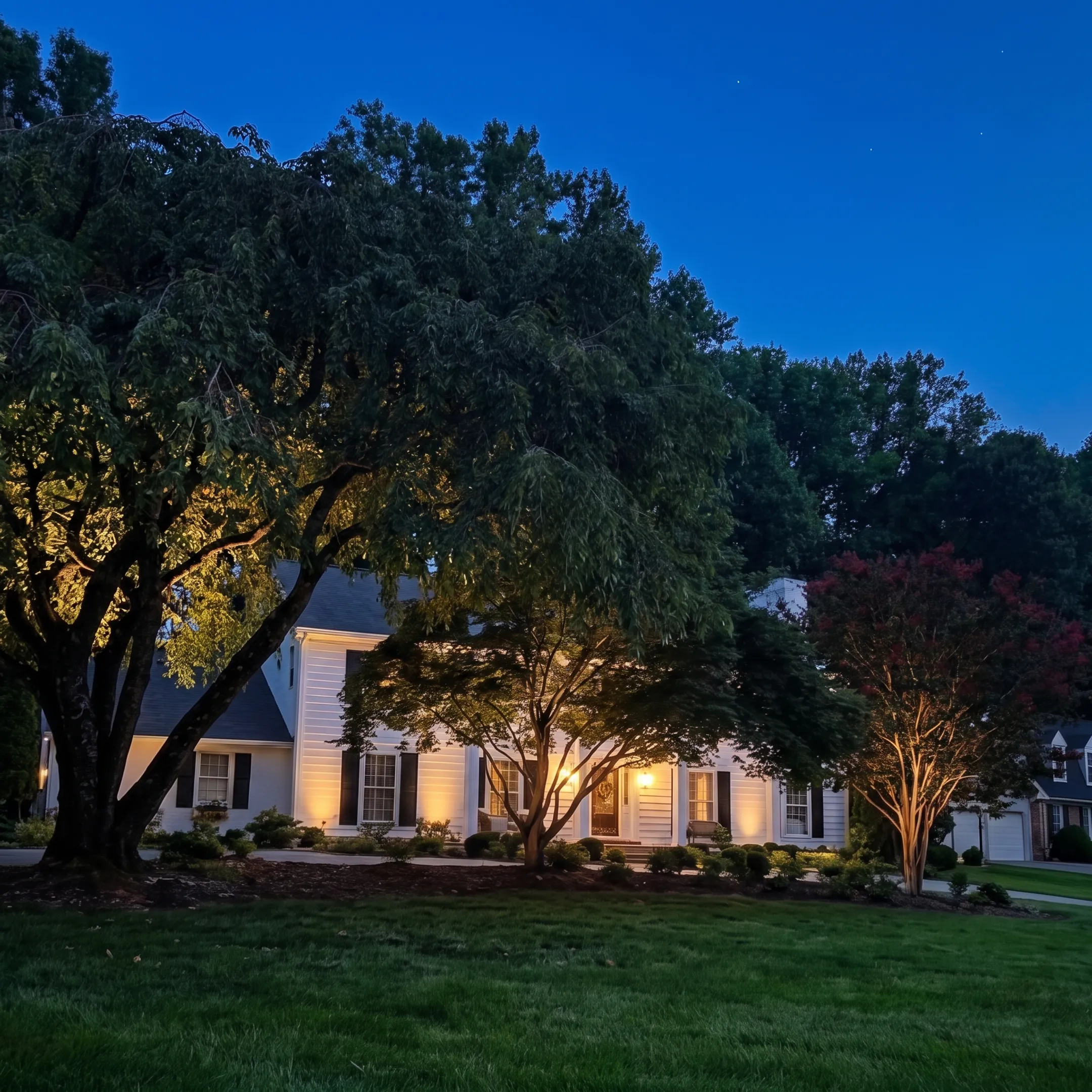Designer planning landscape lighting for a ranch home