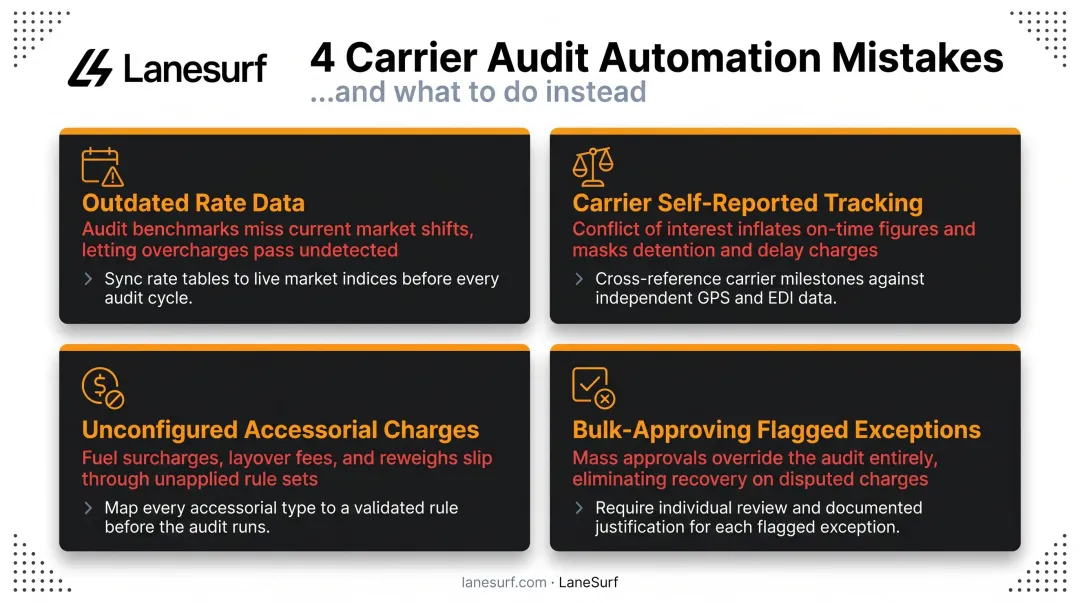 Four common carrier audit automation mistakes that cause revenue loss for freight brokerages