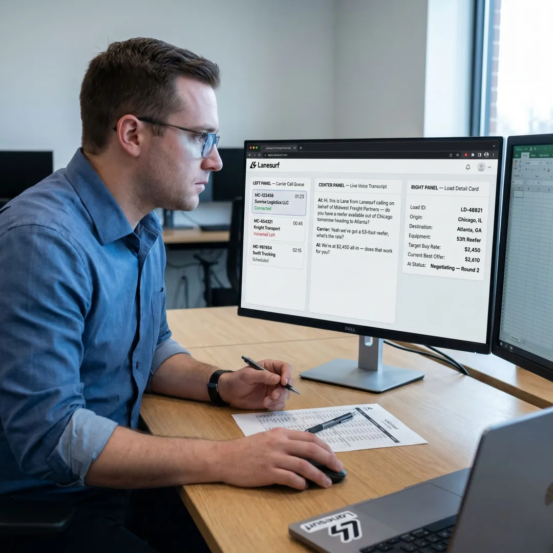 AI voice agent managing freight carrier calls