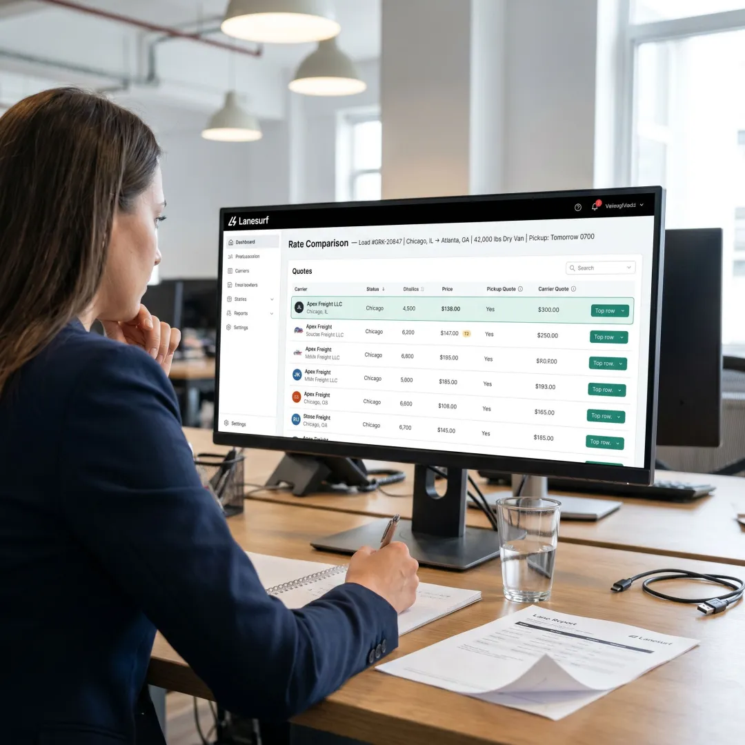 AI freight rate management dashboard