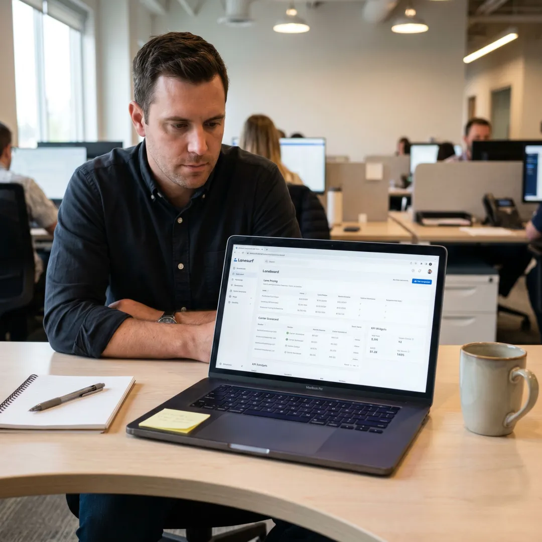 Freight analytics dashboard on laptop