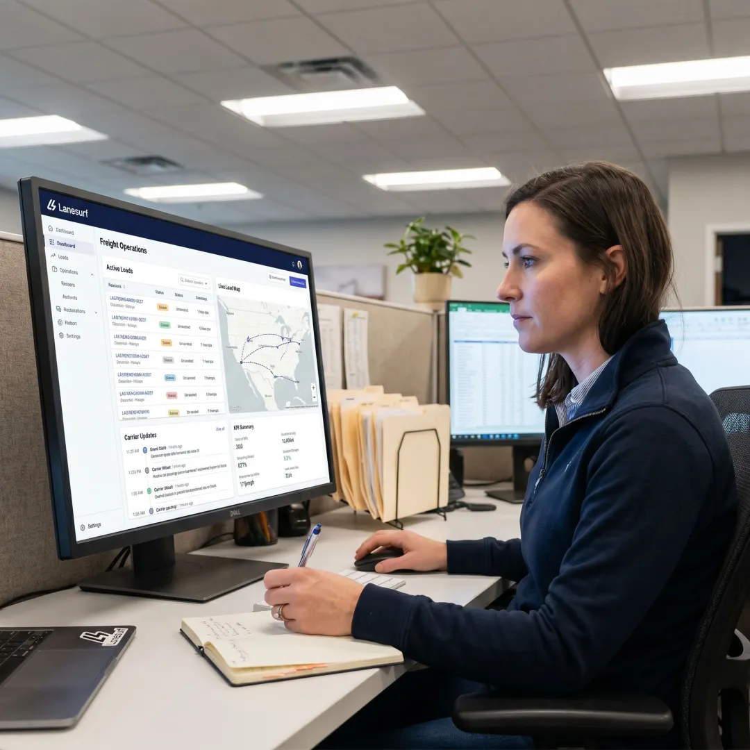Freight operations dashboard tracking active loads