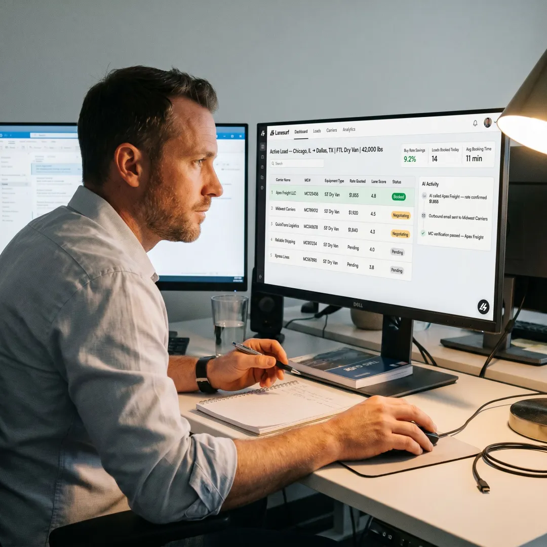 AI freight procurement dashboard comparing carrier rates