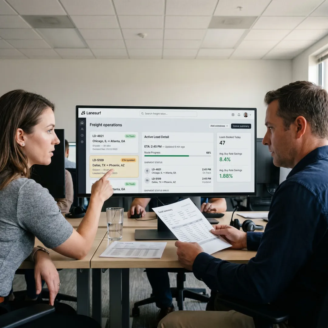 Freight operations dashboard showing driver tracking updates
