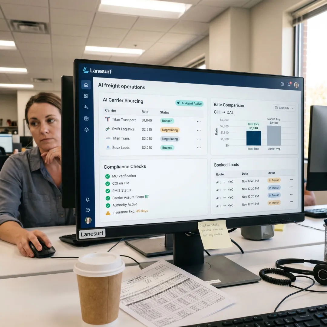 AI freight booking workflow dashboard