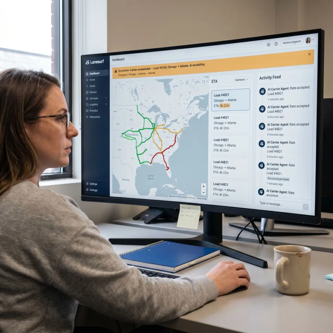 Freight tracking dashboard showing real-time ETAs