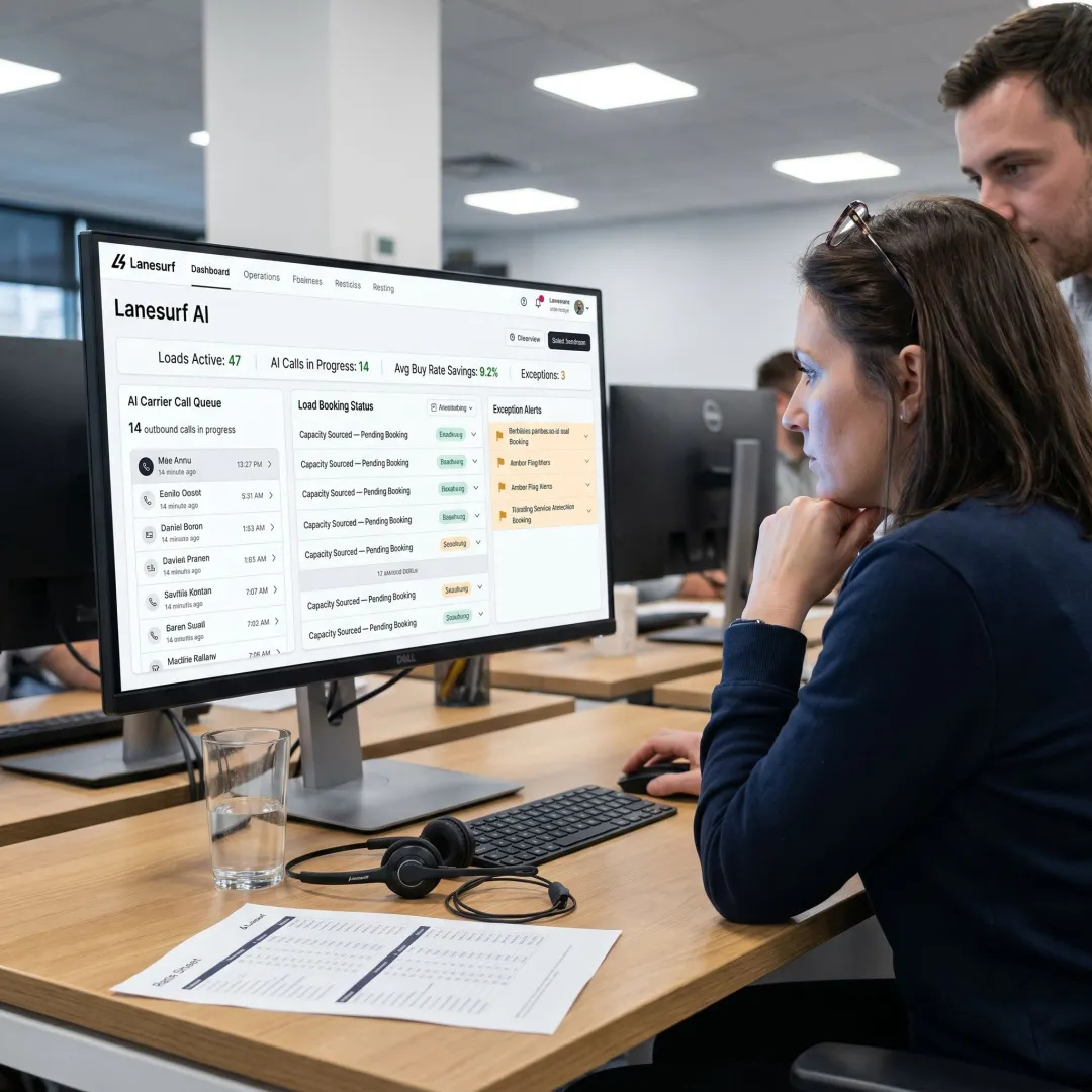 AI freight dashboard managing peak load volume