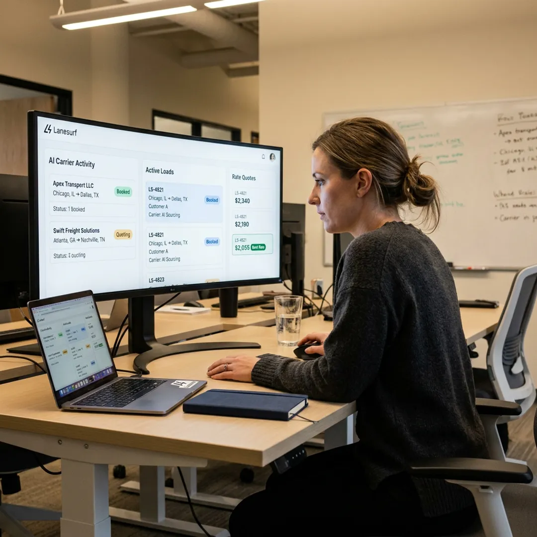 AI freight dashboard managing carrier sourcing and loads