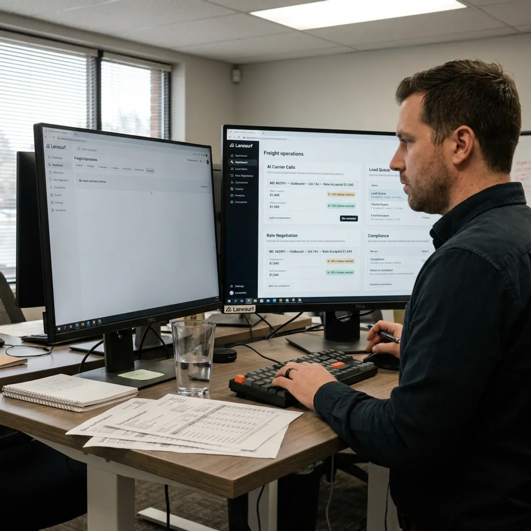 AI freight automation dashboard with carrier workflows