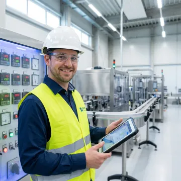 Industrial inspector examining manufacturing equipment in North Carolina facility
