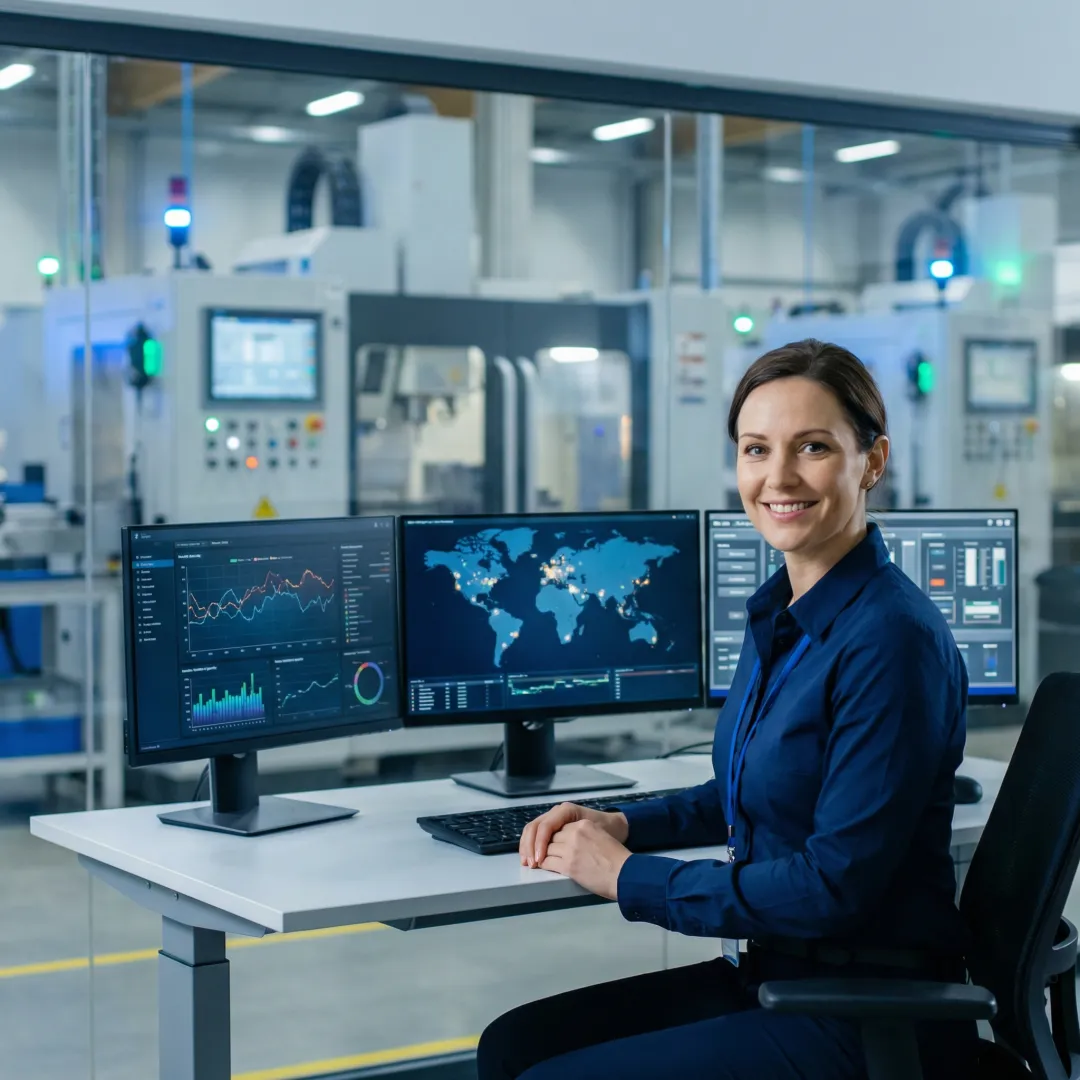 Industrial network security engineer configuring firewall and security systems