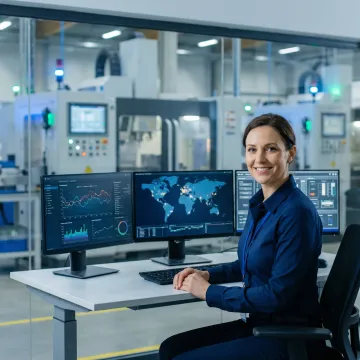 Industrial network security engineer configuring firewall and security systems