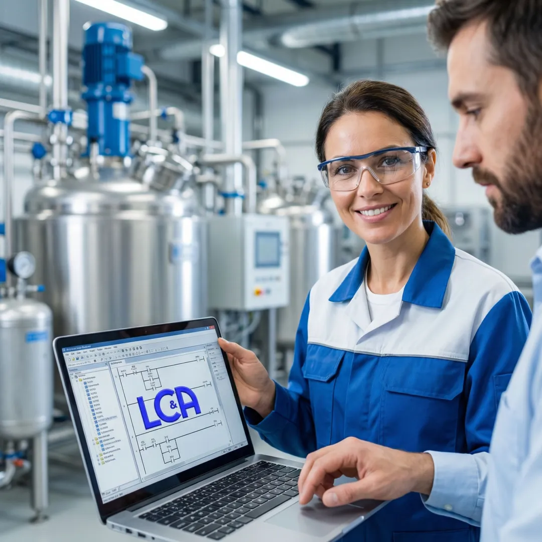 Engineers programming and testing PLC systems for chemical processing
