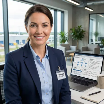 Cybersecurity consultant reviewing industrial control system security protocols