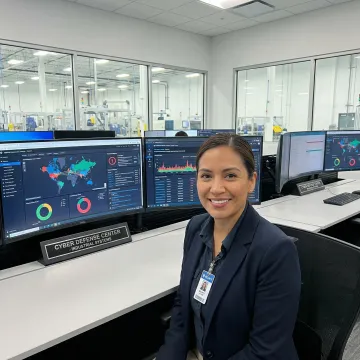 Industrial cybersecurity professional monitoring manufacturing control systems