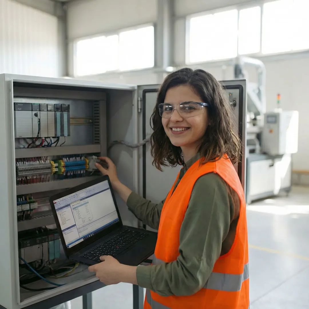 Industrial engineer programming PLC automation system for Florida manufacturing facility