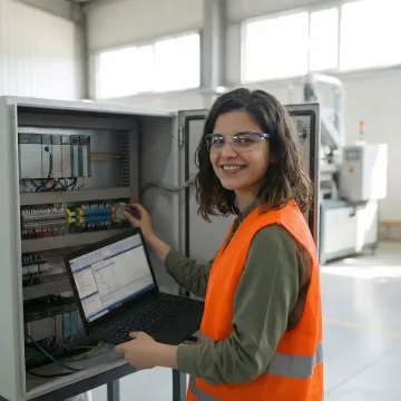 Industrial engineer programming PLC automation system for Florida manufacturing facility